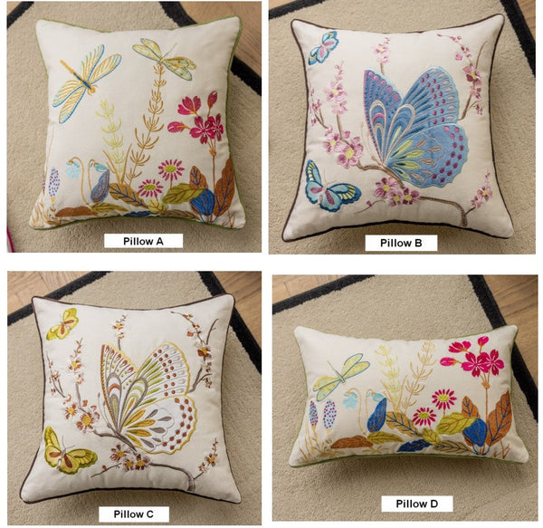 Decorative Throw Pillows for Living Room, Decorative Sofa Pillows, Butterfly Dragonfly Cotton and linen Pillow Cover, Modern Decorative Pillows for Couch-artworkcanvas
