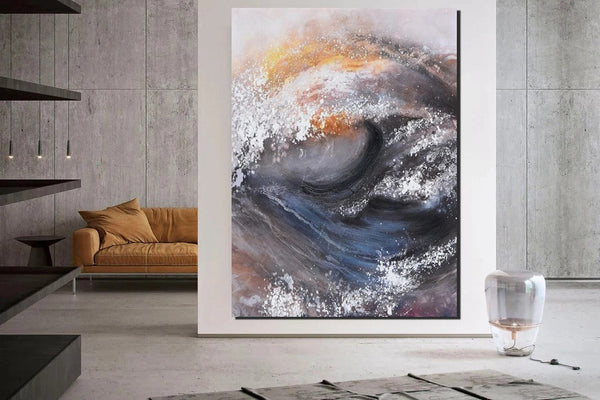 Living Room Modern Paintings, Big Wave Painting, Acrylic Canvas Paintings, Large Painting on Canvas, Modern Abstract Painting