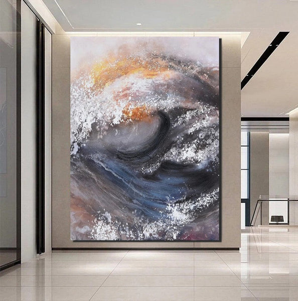 Living Room Modern Paintings, Big Wave Painting, Acrylic Canvas Paintings, Large Painting on Canvas, Modern Abstract Painting-artworkcanvas