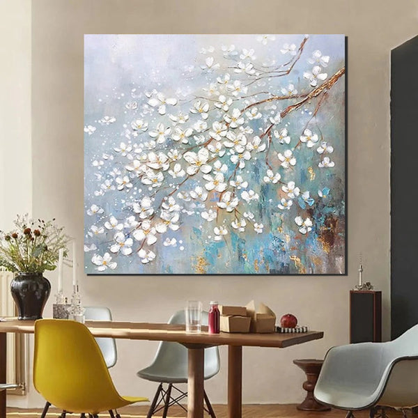 Abstract Flower Painting, Extra Large Abstract Paintings on Canvas, Hand Painted Abstract Painting, Bedroom Wall Art Ideas, Heavy Texture Painting