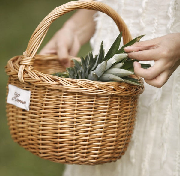 Hand-woven Wicker Storage Basket, Large Picnic Food Basket with Handle, Willow Weaving Baskets for Vegetable, Natural Fruit Basket, Kitchen Storage Baskets
