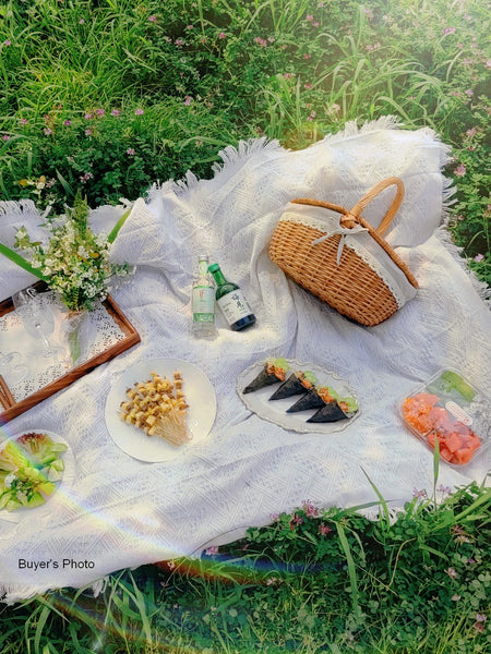 Picnic Storage Basket with Handle, Extra Large Kitchen Storage Baskets, Natural Hand-woven Wicker Storage Basket, Lovely Willow Weaving Baskets for Vegetable, Natural Fruit Storage Baskets-artworkcanvas