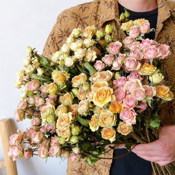 Red Yellow Purple Dried Rose Floral, Dried Rose Flower Bouquet, A Bouquet of Dried Rose Flowers, Natural Dried Rose Flower Bunches, A Bunch Dried Rose Flowers-artworkcanvas