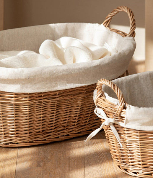 Large Kitchen Round Storage Baskets, Large Food Storage Basket with Handle, Natural Hand-woven Wicker Storage Basket for Clothes, Willow Weaving Baskets for Toys-artworkcanvas