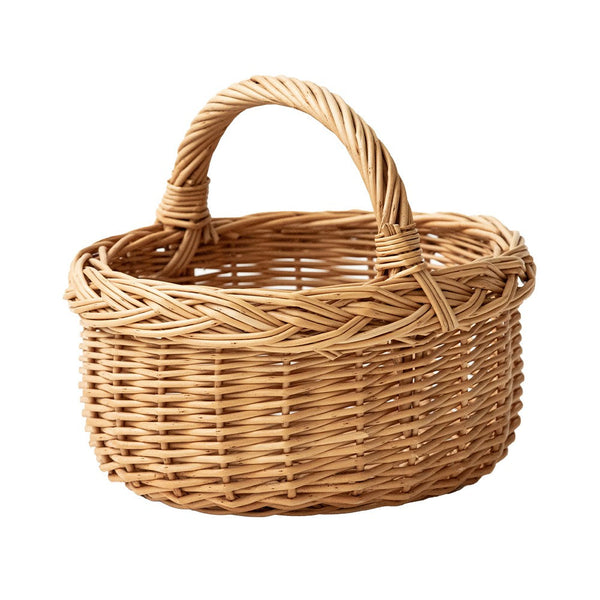 Small Kitchen Storage Baskets, Picnic Storage Basket with Handle, Hand-woven Wicker Storage Basket, Natural Fruit Basket, Willow Weaving Baskets for Vegetable-artworkcanvas