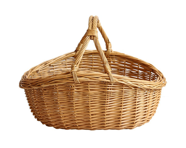 Large Kitchen Storage Baskets, Picnic Storage Basket with Handle, Hand-woven Wicker Storage Basket, Willow Weaving Baskets for Vegetable, Natural Fruit Basket-artworkcanvas