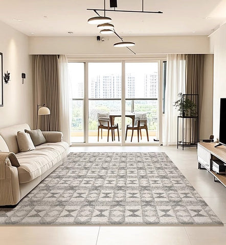 Modern Floor Rugs for Bedroom, Extra Large Geometric Modern Rugs for Office, Large Gray Floor Rugs for Living Room, Dining Room Floor Rug-artworkcanvas