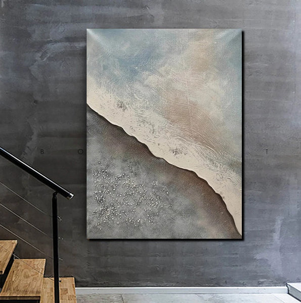 Bedroom Wall Art Ideas, Abstract Seashore Painting, Acrylic Canvas Paintings for Living Room, Simple Wall Art Ideas, Contemporary Paintings