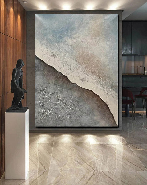 Bedroom Wall Art Ideas, Abstract Seashore Painting, Acrylic Canvas Paintings for Living Room, Simple Wall Art Ideas, Contemporary Paintings