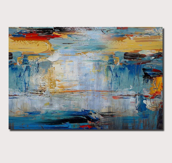 Acrylic Paintings for Living Room, Large Simple Modern Art, Blue Abstract Acrylic Painting, Contemporary Wall Art Paintings-artworkcanvas