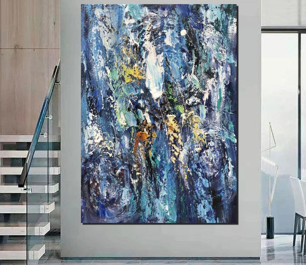 Simple Modern Art Ideas, Blue Abstract Canvas Painting, Contemporary Acrylic Paintings, Modern Paintings for Living Room, Large Wall Art Paintings