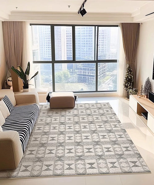 Modern Floor Rugs for Bedroom, Extra Large Geometric Modern Rugs for Office, Large Gray Floor Rugs for Living Room, Dining Room Floor Rug-artworkcanvas