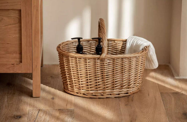 Small Picnic Storage Basket with Handle, Hand-woven Wicker Storage Basket, Willow Weaving Baskets for Vegetable, Natural Fruit Basket, Kitchen Storage Baskets-artworkcanvas