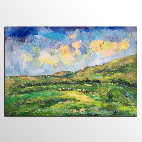Landscape Painting for Sale, Mountain Painting, Custom Original Landscape Painting on Canvas, Landscape Painting for Living Room