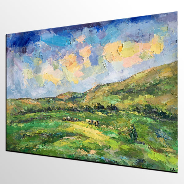 Landscape Painting for Sale, Mountain Painting, Custom Original Landscape Painting on Canvas, Landscape Painting for Living Room
