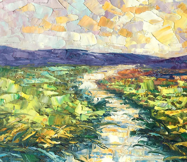 Mountain River Painting, Canvas Oil Paintings, Bedroom Wall Art Paintings, Custom Large Original Oil Painting