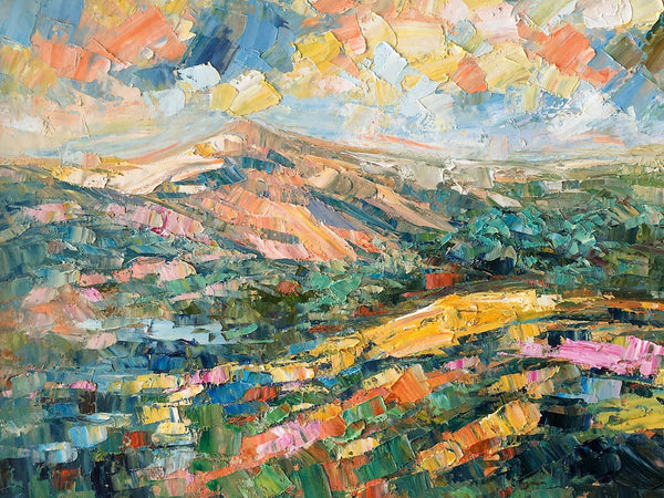 Landscape Oil Painting, Abstract Autumn Mountain Painting, Canvas Painting for Sale