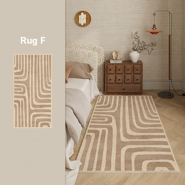 Unique Geometric Modern Rugs under Dining Room Table, Brown Modern Carpets for Office, Abstract Modern Rugs for Living Room, Contemporary Modern Rugs Next to Bed-artworkcanvas