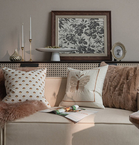 Decorative Pillow Arrangement Ideas for Couch, Modern Decorative Pillows for Bedroom, Embroidered Butterfly Pillow Covers, Large Decorative Throw Pillows for Living Room-artworkcanvas