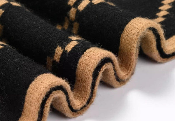 Elegant Wool Scarves, Black Brown Warm Winter Scarf, Winter Wool Scarf, Soft Cashmere Scarf for Women, Cold Weather Scarf, Fashion Scarf, Christmas Gifts for Her, Holiday Scarf-artworkcanvas