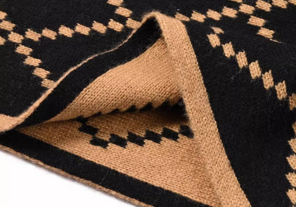 Elegant Wool Scarves, Black Brown Warm Winter Scarf, Winter Wool Scarf, Soft Cashmere Scarf for Women, Cold Weather Scarf, Fashion Scarf, Christmas Gifts for Her, Holiday Scarf-artworkcanvas