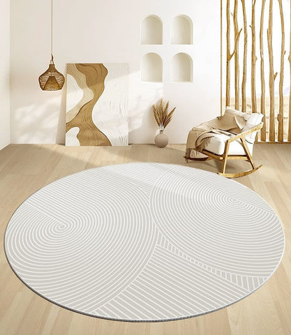 Abstract Contemporary Round Rugs for Dining Room, Geometric Modern Rug Ideas for Living Room, Soft Modern Rugs for Dining Room, Circular Modern Rugs for Bathroom-artworkcanvas