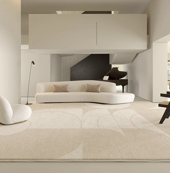 Modern Cream Color Rugs for Living Room, Modern Rugs under Sofa, Abstract Contemporary Rugs for Bedroom, Dining Room Floor Rugs, Modern Rugs for Office-artworkcanvas