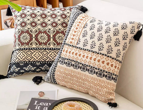 Geometric Modern Pillows, Decorative Throw Pillows for Living Room, Bohemian Decorative Sofa Pillows, Oriental Square Pillows for Couch-artworkcanvas