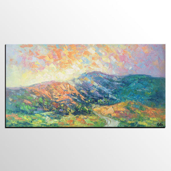 Mountain Landscape Painting, Spring Mountain Painting, Custom Canvas Painting for Sale, Original Paintings for Sale, Oil Painting on Canvas