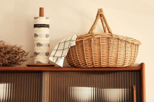Large Kitchen Storage Baskets, Picnic Storage Basket with Handle, Hand-woven Wicker Storage Basket, Willow Weaving Baskets for Vegetable, Natural Fruit Basket-artworkcanvas