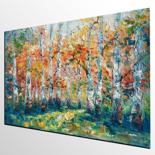 Original Wall Art, Birch Tree Painting, Landscape Painting, Custom Canvas Wall Art, Original Artwork, Canvas Painting, Tree Painting