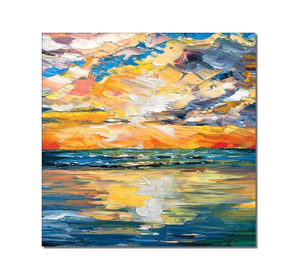 Hand Painted Canvas Painting, Simple Modern Art, Paintings for Living Room, Sunrise Painting, Simple Painting Ideas for Bedroom-artworkcanvas