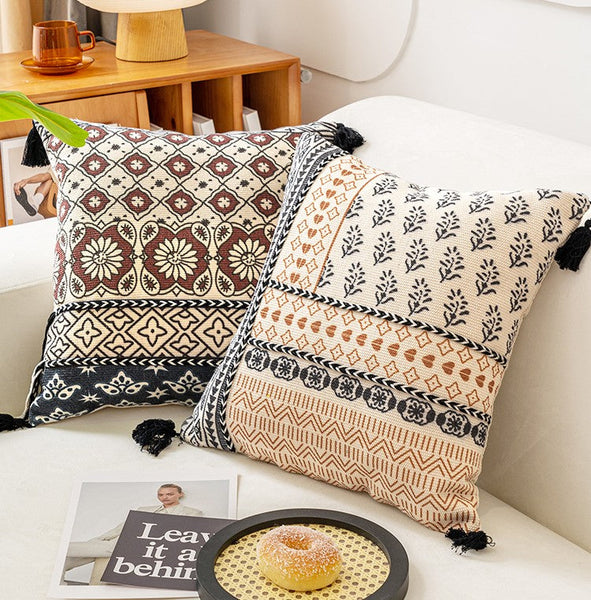 Geometric Modern Pillows, Decorative Throw Pillows for Living Room, Bohemian Decorative Sofa Pillows, Oriental Square Pillows for Couch-artworkcanvas