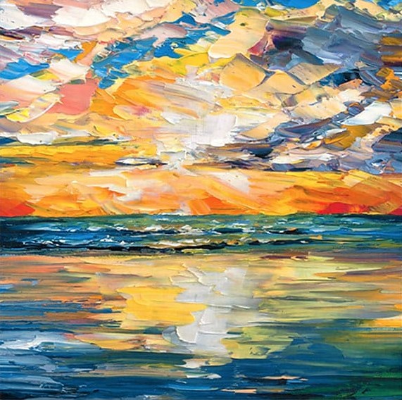 Hand Painted Canvas Painting, Simple Modern Art, Paintings for Living Room, Sunrise Painting, Simple Painting Ideas for Bedroom-artworkcanvas