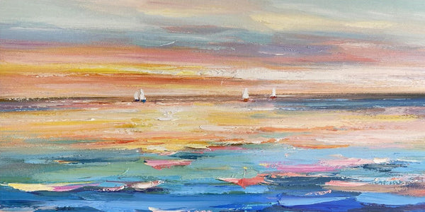 Acrylic Painting on Canvas, Modern Acrylic Canvas Painting, Oversized Canvas Painting for Sale, Simple Painting Ideas for Dining Room, Sail Boat Paintings