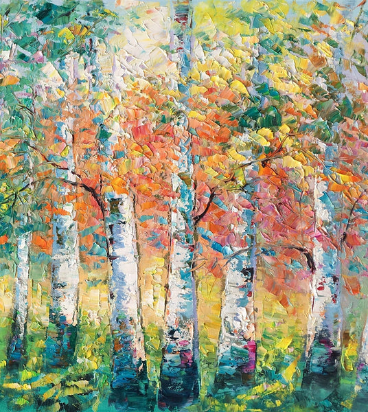 Custom Canvas Painting for Living Room, Heavy Texture Canvas Art, Autumn Tree Landscape Art