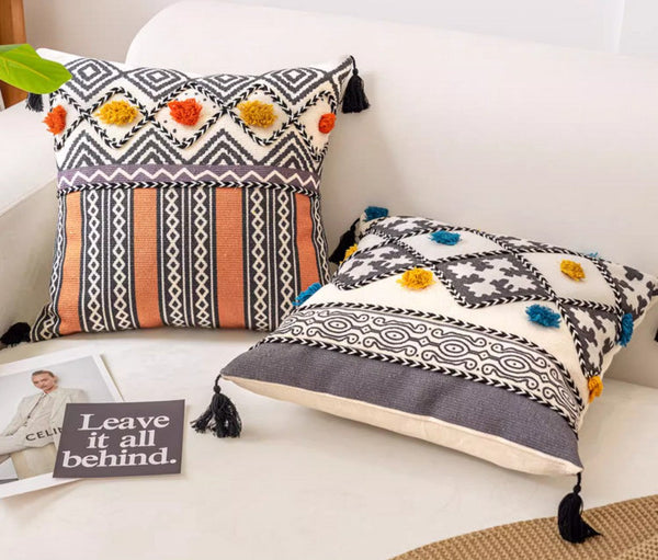 Geometric Modern Pillows, Decorative Throw Pillows for Living Room, Bohemian Decorative Sofa Pillows, Oriental Square Pillows for Couch-artworkcanvas