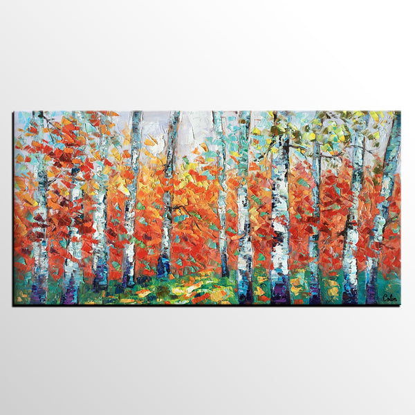 Custom Canvas Artwork, Spring Tree Painting, Landscape Oil Painting, Canvas Painting for Bedroom