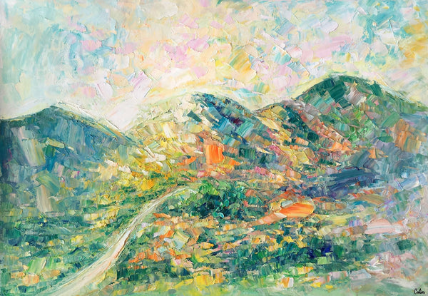 Abstract Oil Painting, Impasto Painting, Custom Landscape Painting, Mountain Landscape Painting