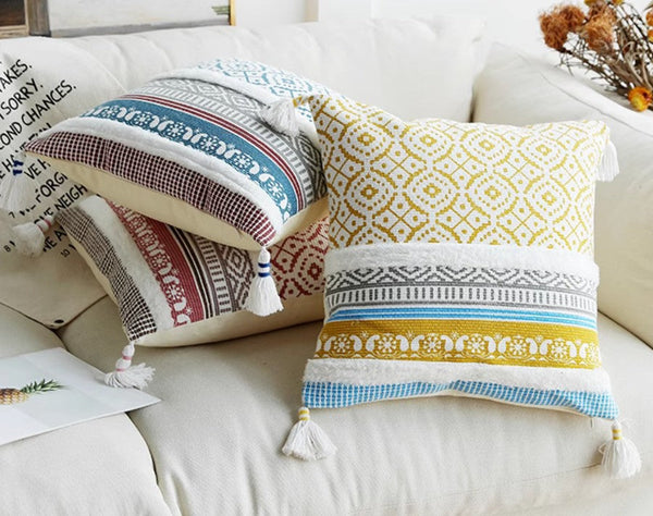 Modern Decorative Pillow for Interior Design, Contemporary Decorative Pillow Covers, Geometric Modern Sofa Pillows for Bedroom, Square Pillows for Couch-artworkcanvas