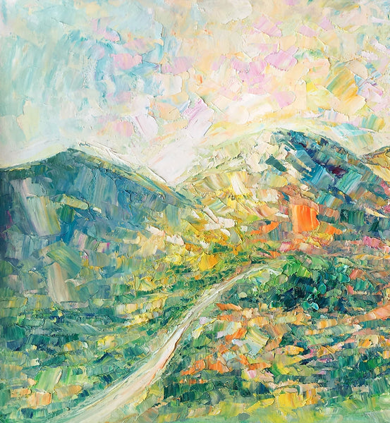 Abstract Oil Painting, Impasto Painting, Custom Landscape Painting, Mountain Landscape Painting