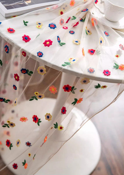 Extra Large Rectangular Tablecloth for Oval Table, Spring Flower Lace Tablecloths, Lace Embroidered Table Covers, Rectangular Table Covers for Coffee Table-artworkcanvas