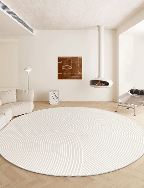 Abstract Contemporary Round Rugs for Dining Room, Soft Modern Rugs for Dining Room, Geometric Modern Rug Ideas for Living Room, Circular Modern Rugs for Bathroom-artworkcanvas
