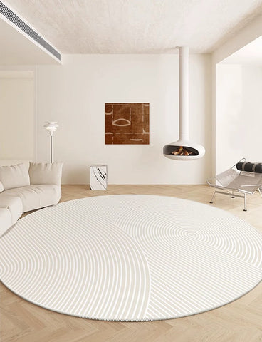 Soft Modern Rugs for Dining Room, Abstract Contemporary Round Rugs for Dining Room, Geometric Modern Rug Ideas for Living Room, Circular Modern Rugs for Bathroom-artworkcanvas
