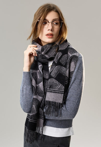 Soft Cashmere Scarf for Women, Cold Weather Scarf, Fashion Designer Scarf, Elegant Scarf, Holiday Women Scarf, Modern Wool Scarf, Warm Winter Scarf-artworkcanvas