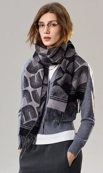 Soft Cashmere Scarf for Women, Cold Weather Scarf, Fashion Designer Scarf, Elegant Scarf, Holiday Women Scarf, Modern Wool Scarf, Warm Winter Scarf-artworkcanvas