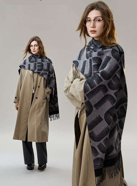 Soft Cashmere Scarf for Women, Cold Weather Scarf, Fashion Designer Scarf, Elegant Scarf, Holiday Women Scarf, Modern Wool Scarf, Warm Winter Scarf-artworkcanvas