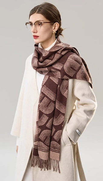 Cold Weather Scarf, Fashion Designer Scarf, Elegant Scarf, Holiday Women Scarf, Modern Wool Scarf, Warm Winter Scarf, Soft Cashmere Scarf for Women-artworkcanvas