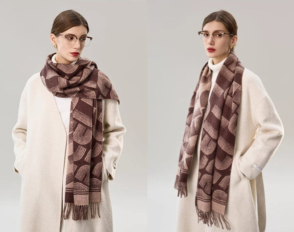 Cold Weather Scarf, Fashion Designer Scarf, Elegant Scarf, Holiday Women Scarf, Modern Wool Scarf, Warm Winter Scarf, Soft Cashmere Scarf for Women-artworkcanvas