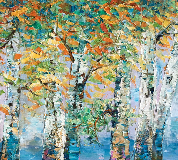 Birch Tree Paintings, Landscape Wall Art Paintings, Custom Canvas Painting for Bedroom, Original Canvas Painting